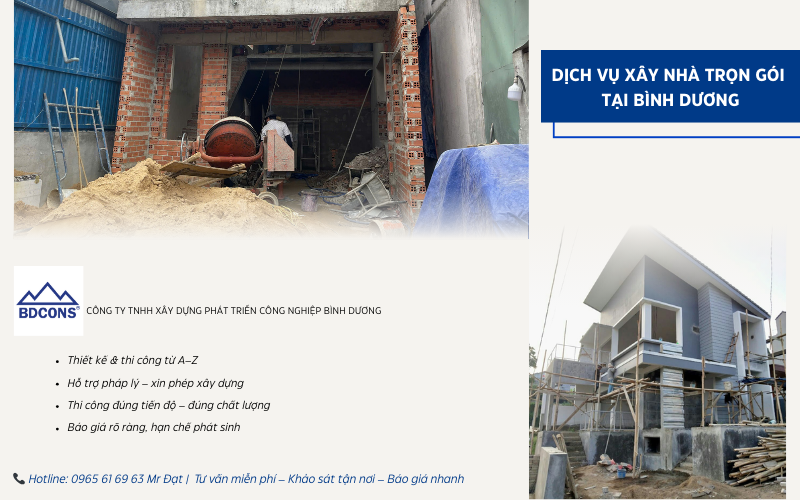 Dịch vụ xây nhà trọn gói tại Bình Dương Hotline 0965 61 69 63