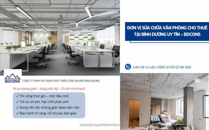 Đơn vị sửa chữa văn phòng cho thuê tại Bình Dương uy tín – BDCONS