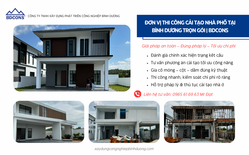 Đơn vị thi công cải tạo nhà phố tại Bình Dương trọn gói BDCONS