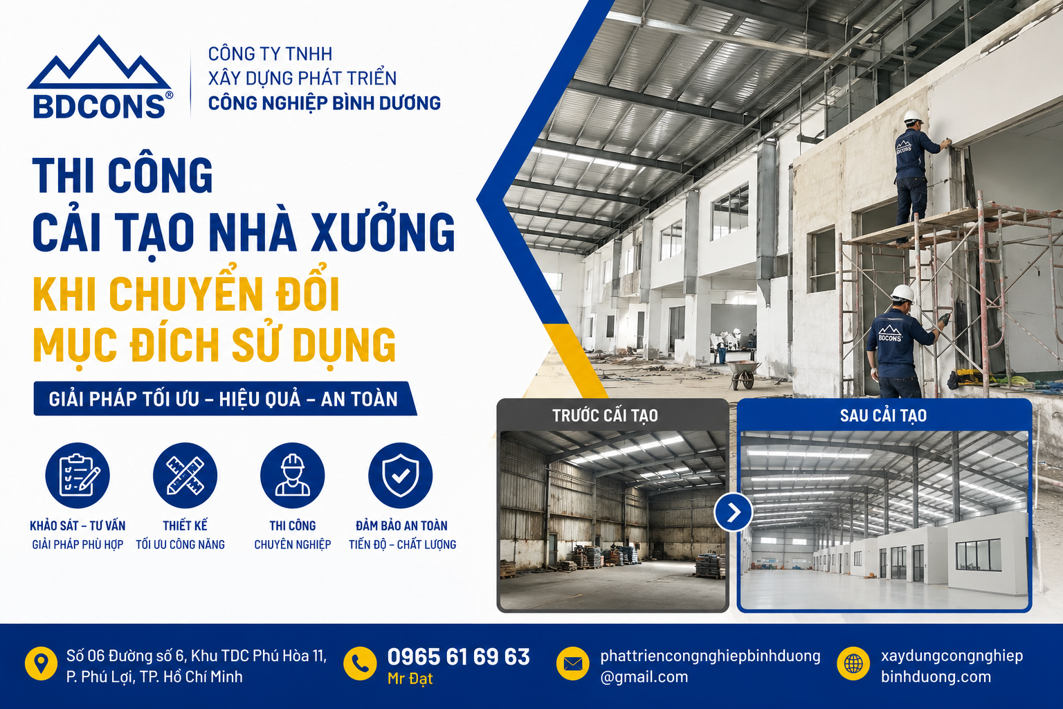 Cải tạo mở rộng nhà xưởng công nghiệp tại Bình Dương BDCONS