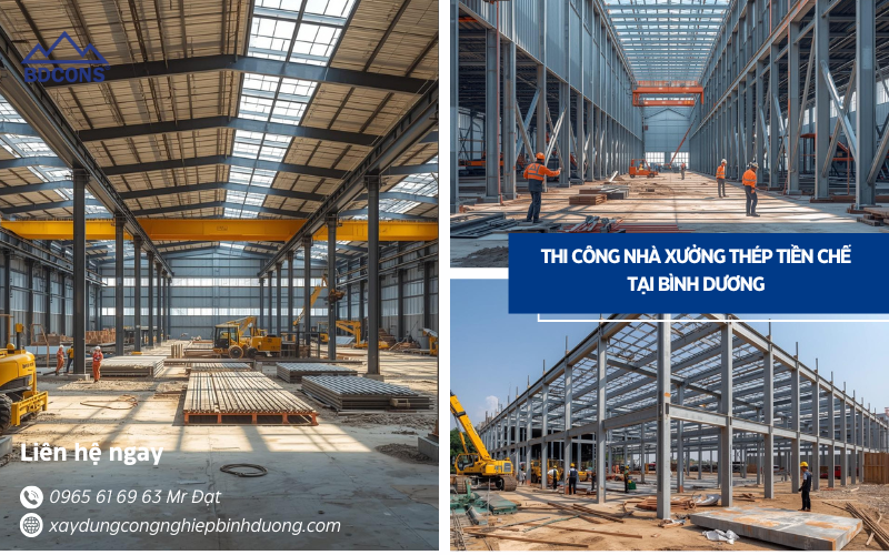 Thi công nhà xưởng thép tiền chế tại Bình Dương