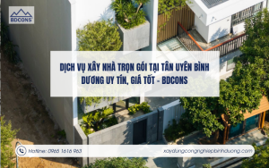Hình ảnh tổng quan công trình nhà phố đang thi công theo hình thức chìa khóa trao tay tại Tân Uyên Bình Dương.