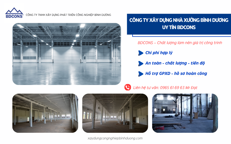 Công ty xây dựng nhà xưởng Bình Dương uy tín BDCONS