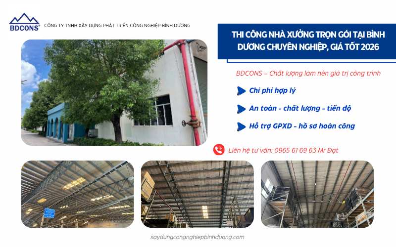 Đơn vị thi công nhà xưởng trọn gói tại Bình Dương uy tín – BDCONS