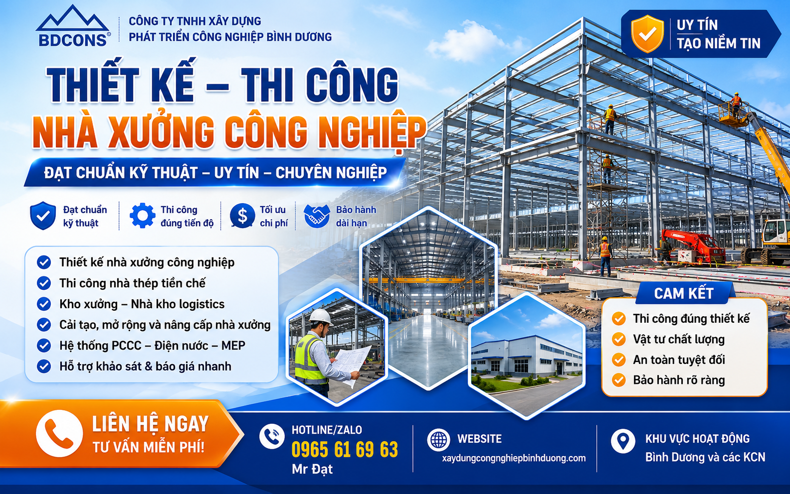 Thiết kế thi công nhà xưởng công nghiệp đạt chuẩn kỹ thuật tại Bình Dương