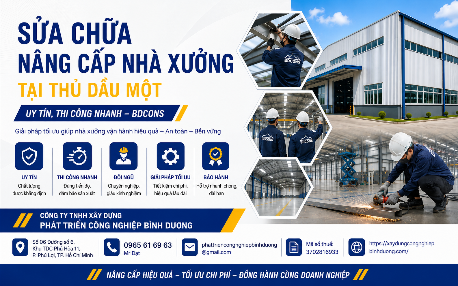 Thi công cải tạo nâng cấp nhà xưởng công nghiệp tại Thủ Dầu Một