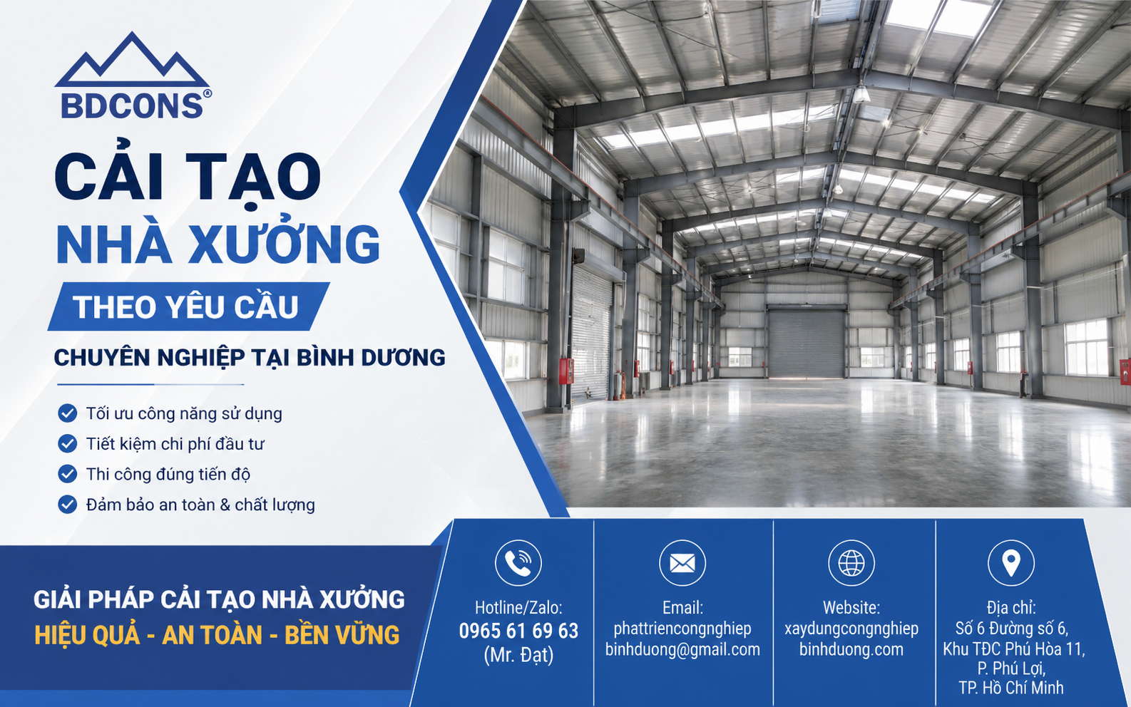 Công ty cải tạo nhà xưởng theo yêu cầu trọn gói uy tín | BDCONS