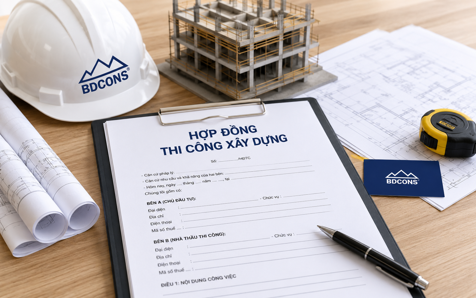 Mẫu hợp đồng thi công xây dựng mới nhất năm 2026